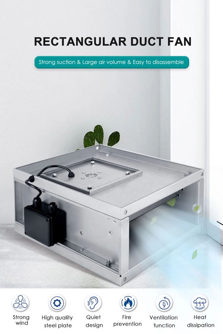 Kitchen Rectangular Duct Extractor, 5400CMH, 220V - detail 2