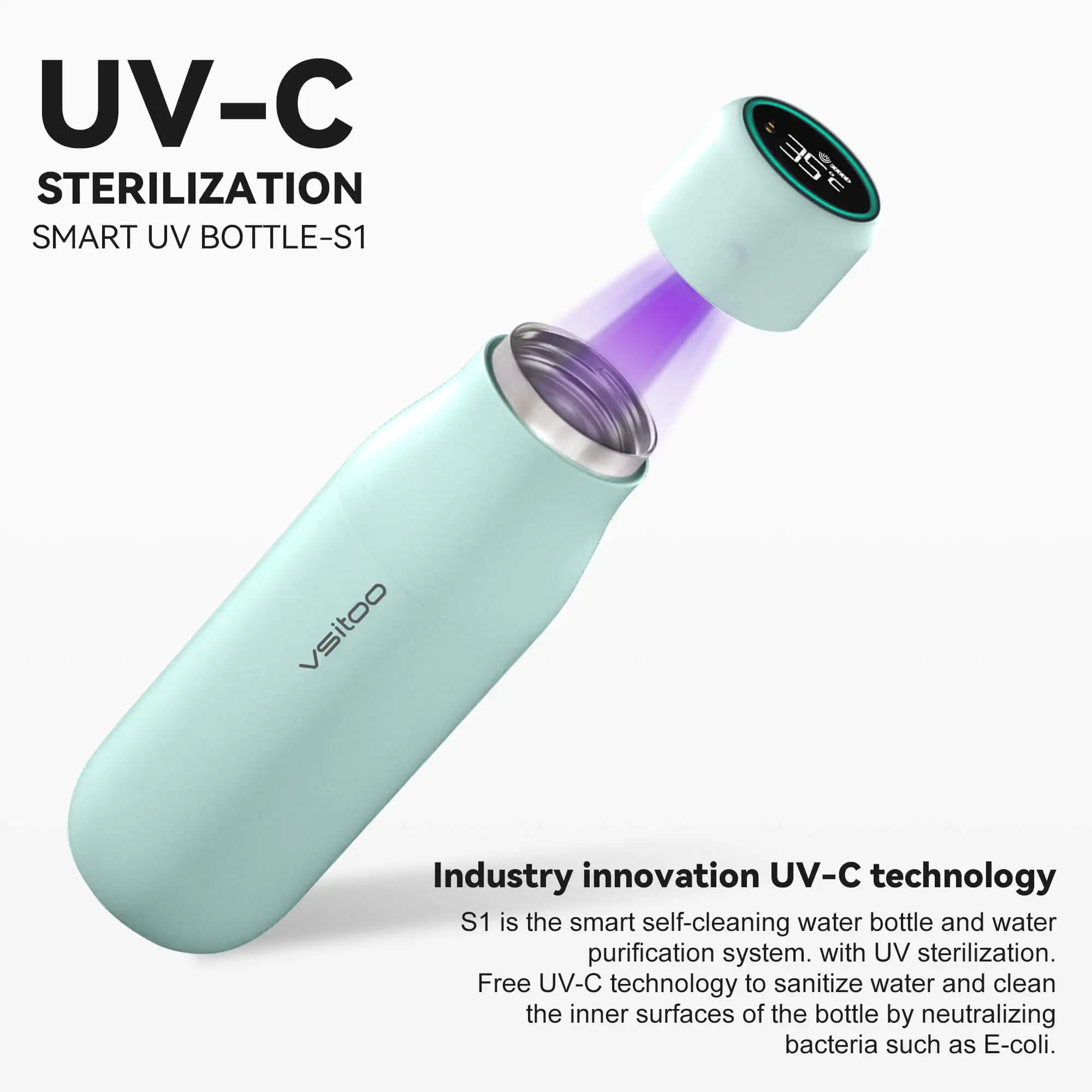 Battery Power Water Self Cleaning Heating Mug Temperature Display Drinking Reminder Smart Thermos Purify Smart Water Bottle