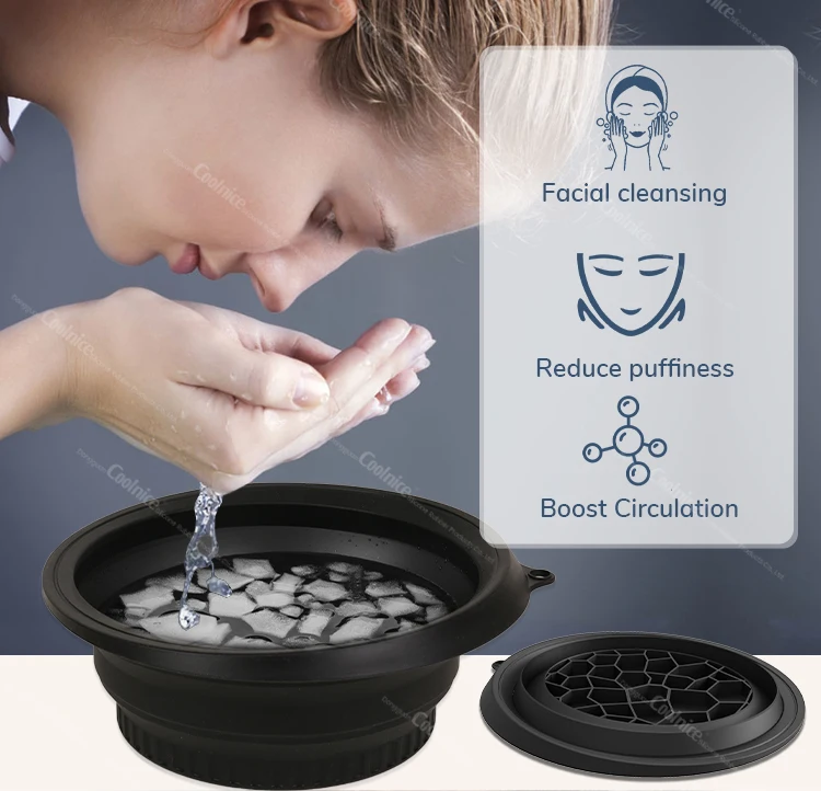 Tub Trays Collapsible Silicone Face Bowl With Built-in Ice Tray