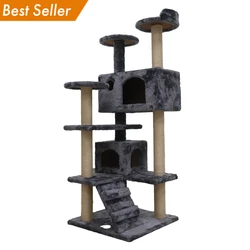 Custom FBA Service 2 3 4 Level Multi Layer Wood Cat Tower Toy Scratching Post Large Cat Tree Tower