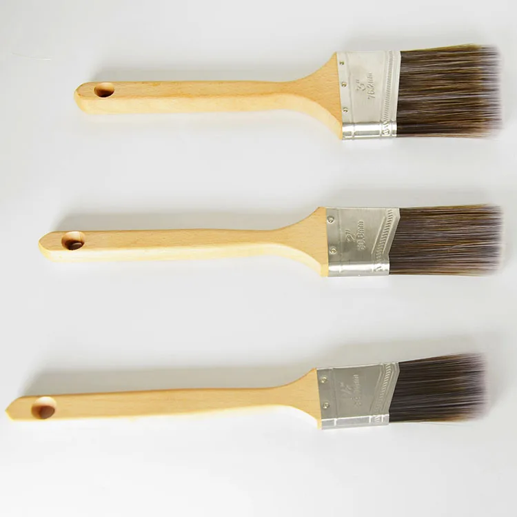 High Quality Wooden Long Handle Synthetic Tapered Filament Angle Sash