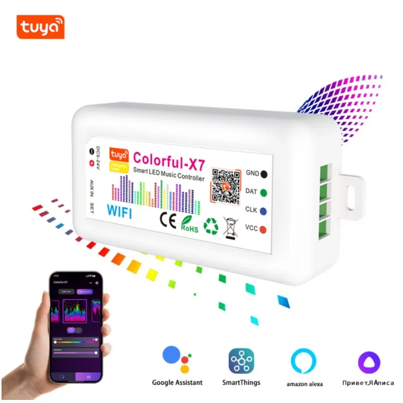 Tuya Smart WiFi Zigbee BT Colorful X7 LED Music Controller SP107E Matrix 1024 Pixels LED Panel Light Music Spectrum Controller