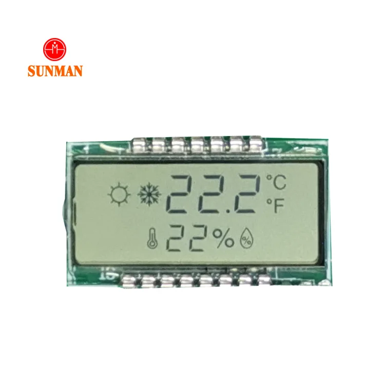Very small programmable smart transparent transflective pin monochrome alphanumeric 5 digit thermostat 7 segments tn lcd display