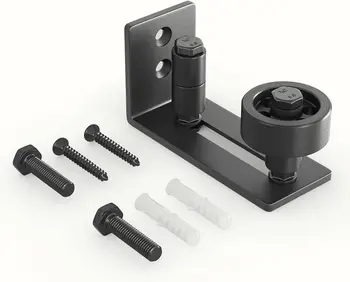 Black Adjustable Floor Guide Flush Flat Iron Door Bottom Seal Barn Door Rollers Wall Mount System Door Window Accessories