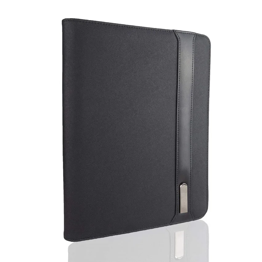 Zippered Padfolio with Card Holders PU Leather Documents Organizer Business Wireless Charging Padfolio Portfolio with Power Bank