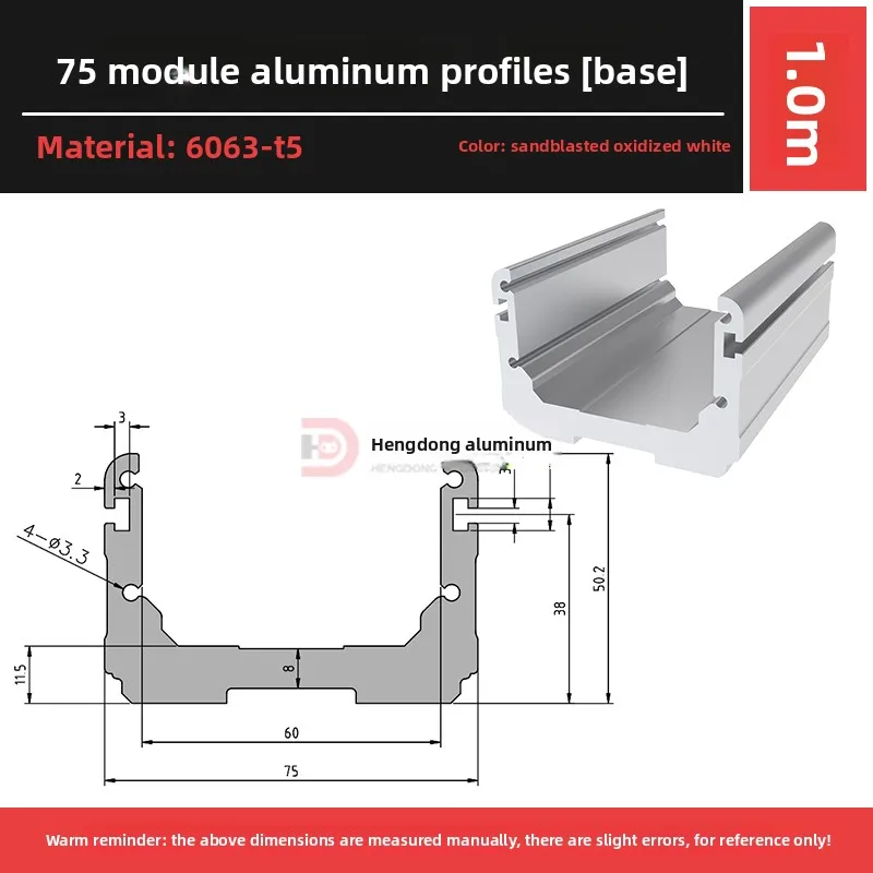 75mm Wide 6000 Series Aluminum Profile Linear Slide Platform Manipulator Half-Enclosed Screw Belt Module for Heat Sink Cut supplier