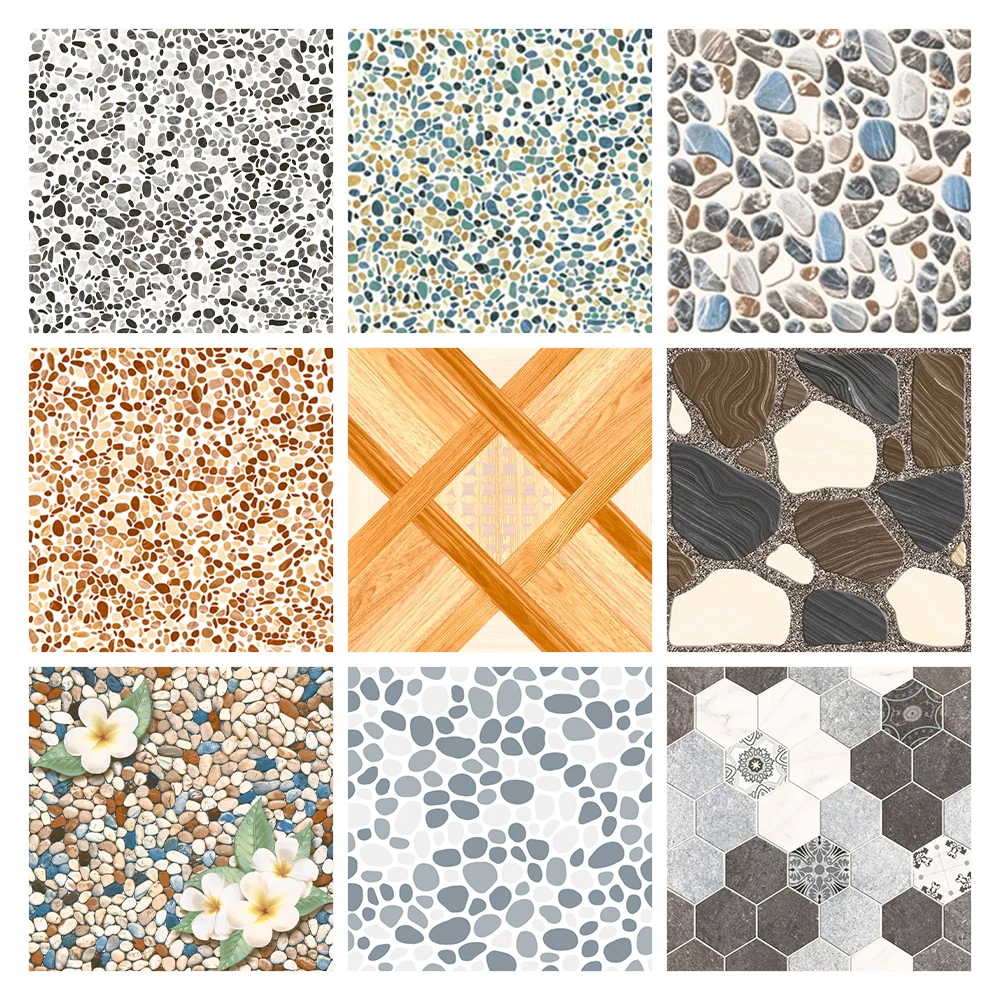 현대 부엌 벽 및 바닥 타일 300x300 오렌지 Encastic 패턴 매트 마감 빌라 바닥 및 벽 장식