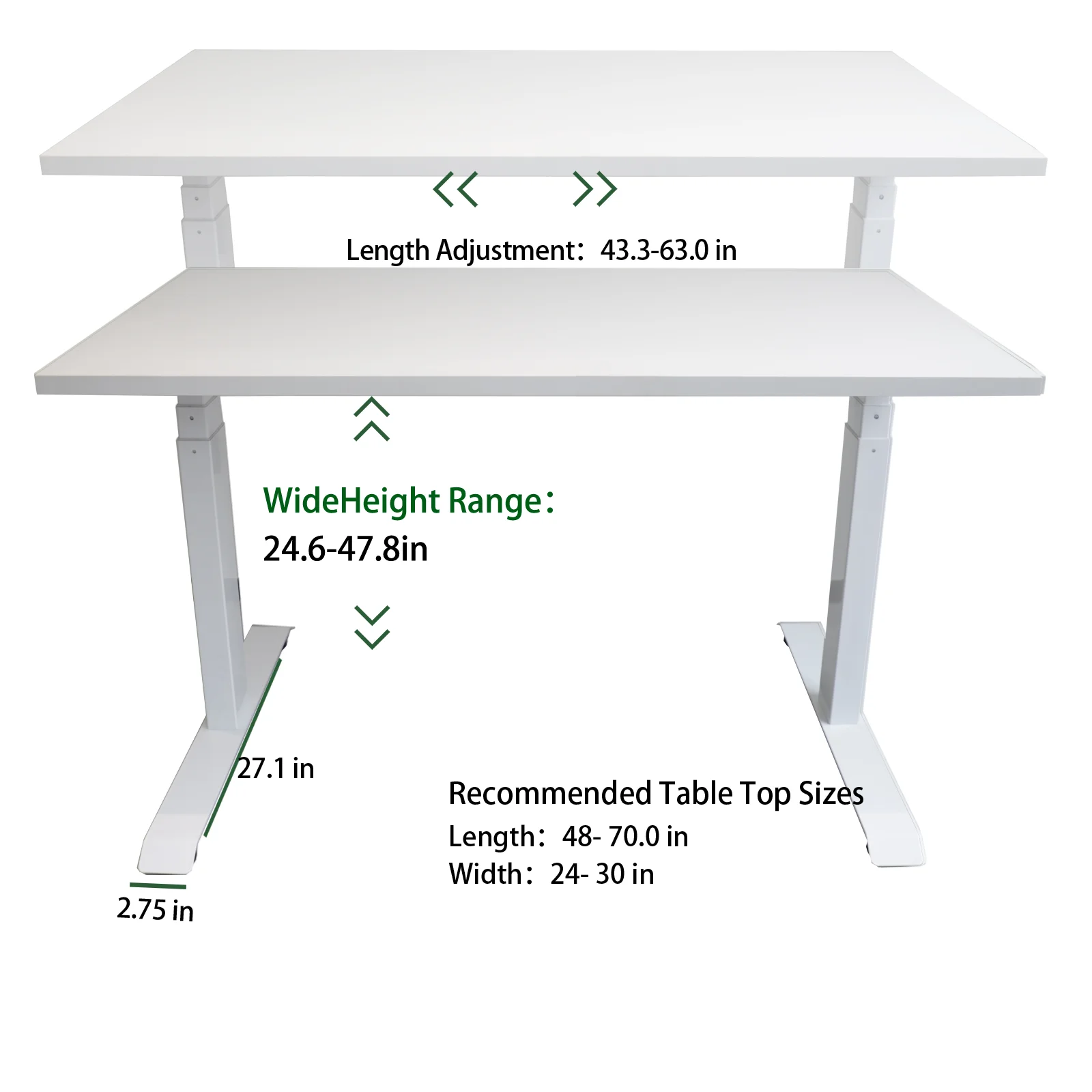 Ada Electric Dual Motor Standing Desk Frame for 41 to 82 Inch Tabletop Frame With Ergonomic Height Adjustable Memory Controller