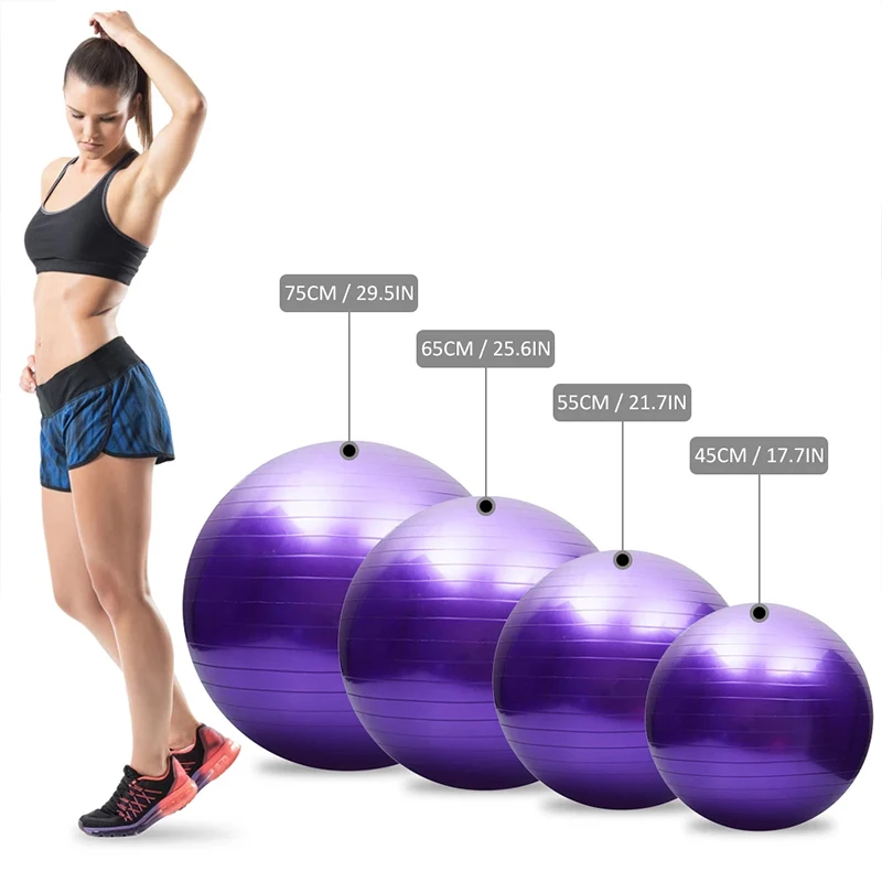 65cm Black Exercise Stability Ball - 25.6 Diameter Inflatable