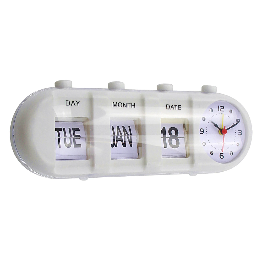 Creative  Auto Flip Calendar Table Clock ABS Plastic Desk Clock  Kids Alarm Clocks