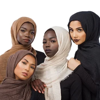 New Style Plain Crinkle cotton turkish hijab scarf 180*90cm 89 color frayed hijab rop islam instant scarfs muslim hijabs