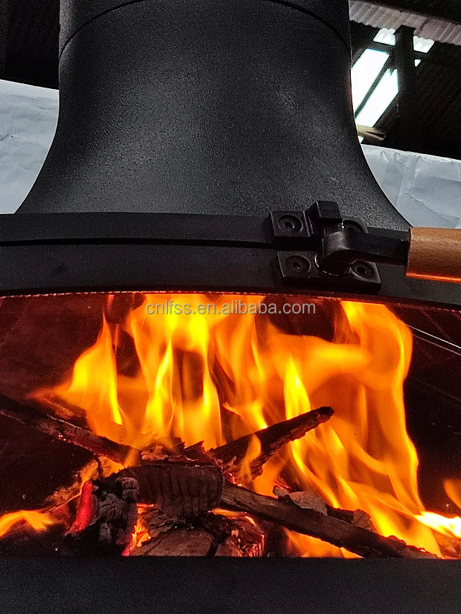 Glass Door Wood Burning Indoor Stove Room Heater Suspended Steel Black  Fireplace with Flue