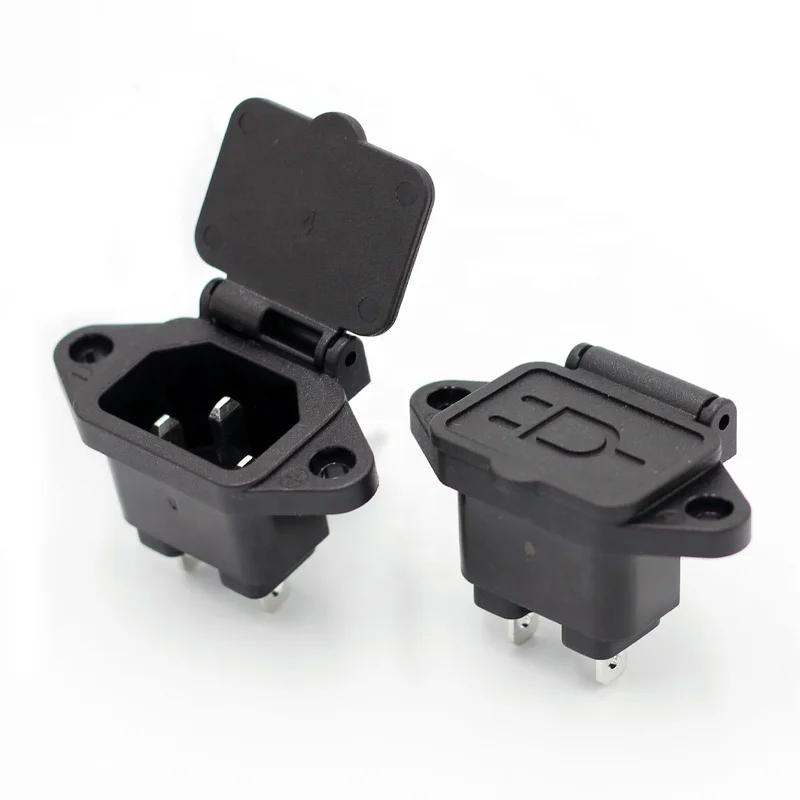 Waterproof IEC320 C14 Male Power Socket PDU UPS Connector Electric Bike Charging Socket