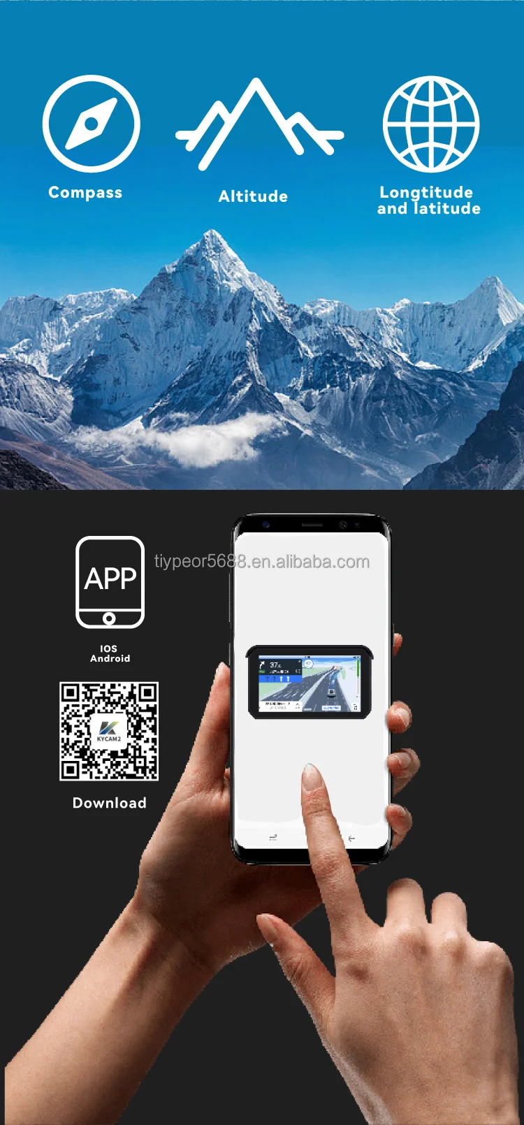 product tiypeor gps navigation motorcycle ipx7 waterproof moto tpms monitor system carplay display screen portable android auto monitor-7