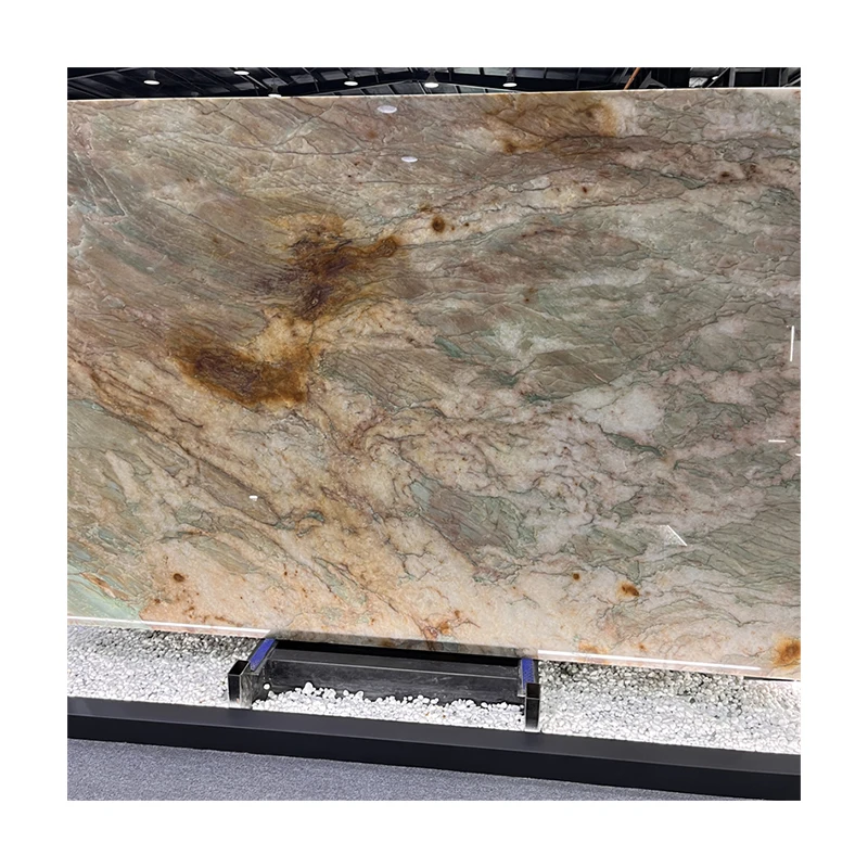 Plaque de quartzite Cristallo Alexandrita de luxe pour mur d'hôtel, carreaux en pierre exotique verte pour plan de travail et dessus de table