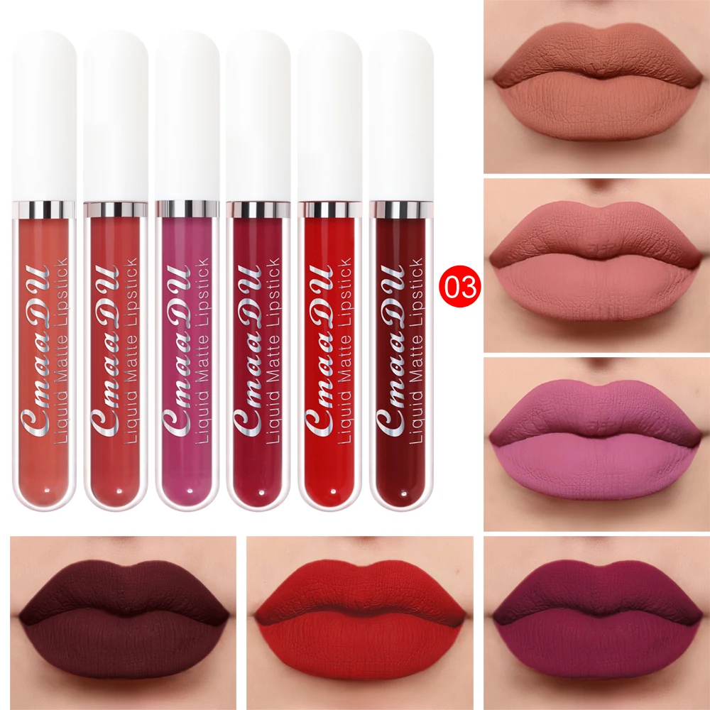 6 Colors/Set Fashion Matte Lip Gloss Sets Natural Moisturize Waterproof Lasting Velvet Sexy Red Liquid Lipstick Beauty Cosmetic