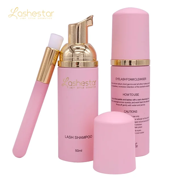 Lashestar индивидуальная торговая марка без масла очищающее средство для ресниц для чувствительной кожи новый стиль матовый розовый шампунь для ресниц