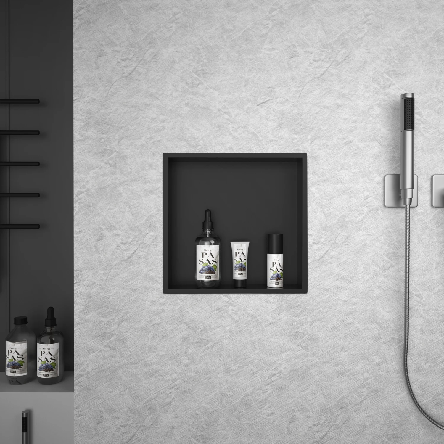 Современный Стиль матовый черный 304 из нержавеющей стали прямоугольная Водонепроницаемая Встроенная ванная комната душевая стена ниша