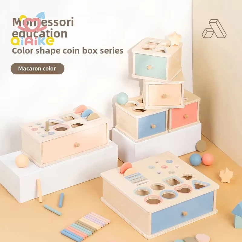 Montessori Inspired Baby Toys Object Permanence Box Coin Box Shape Sorter Jouets Pour Enfants Educational Toys