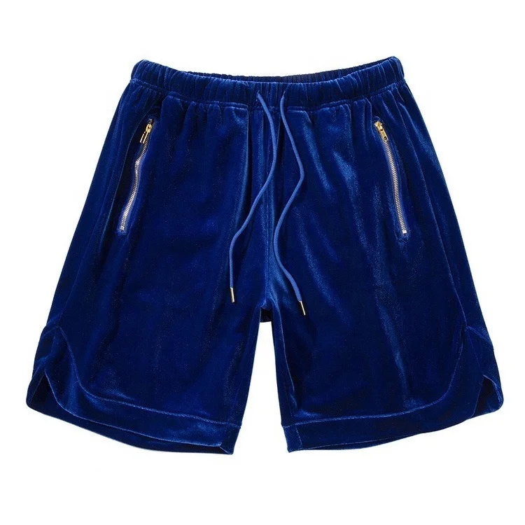 Custom Logo Streetwear Men's Velour Shorts - Knee Length