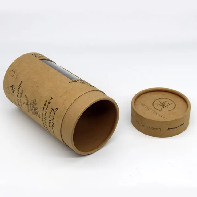 Custom Loose-leaf Tea Paper Tube Packaging Round Tea  Paper Tube with clear Cut Out