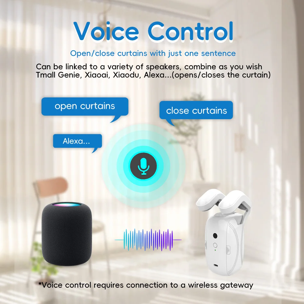 Tuya No External Power Required Smart Curtain Driver for Home Bedroom Hotel Easy Carry Curtain Robot