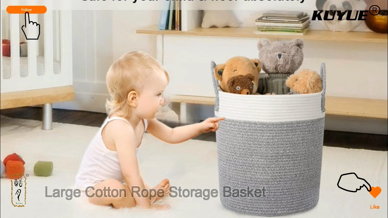 Kuyue Large Baby Laundry Nursery Folding Basket Customizable High