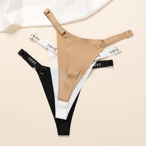 New Product Custom Logo Laser Cut Seamless Panty Elasticity T-back Tangas G-string Women Breathable Women's Thongs