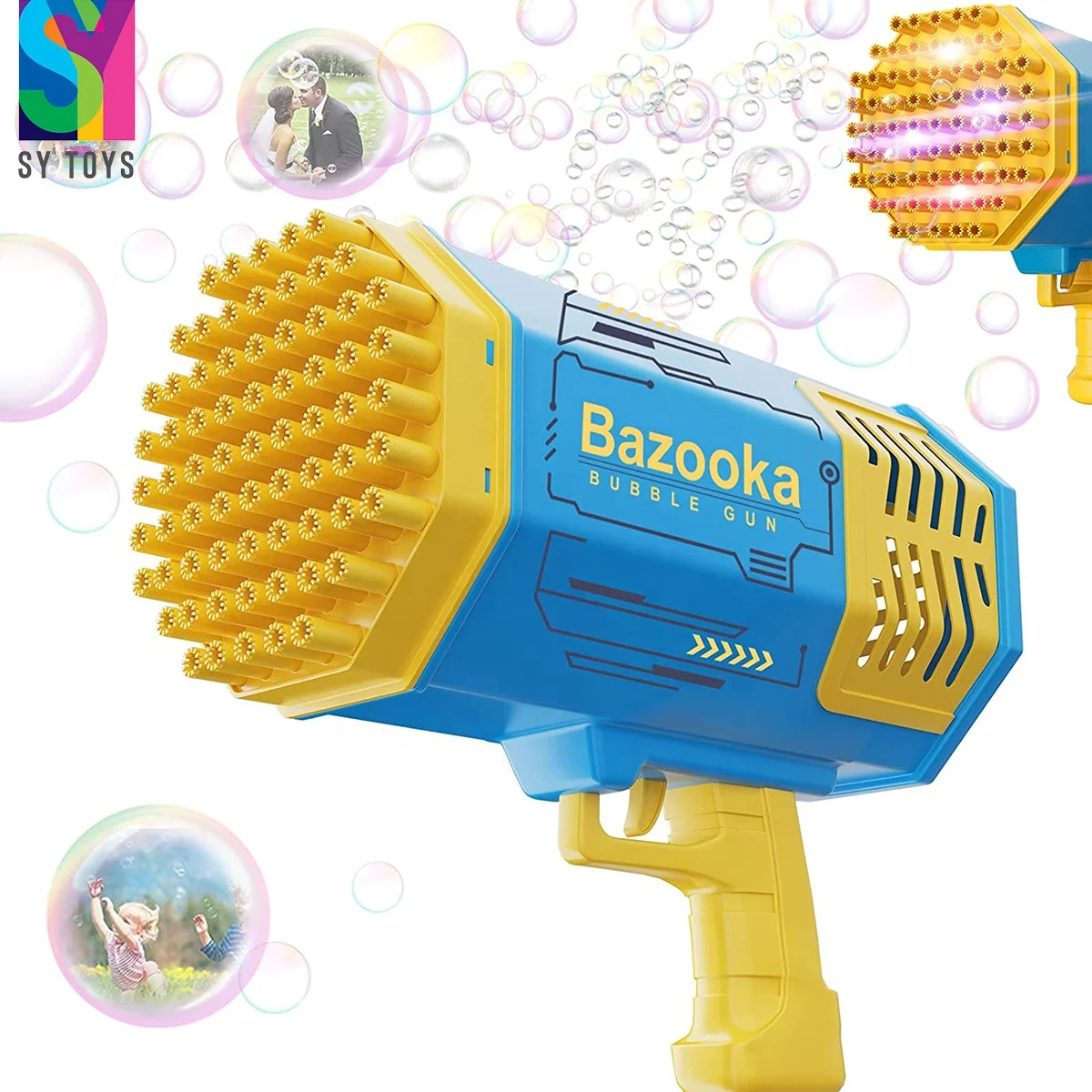 Детская электрическая пузырчатая машина SY с красочными огнями и 69