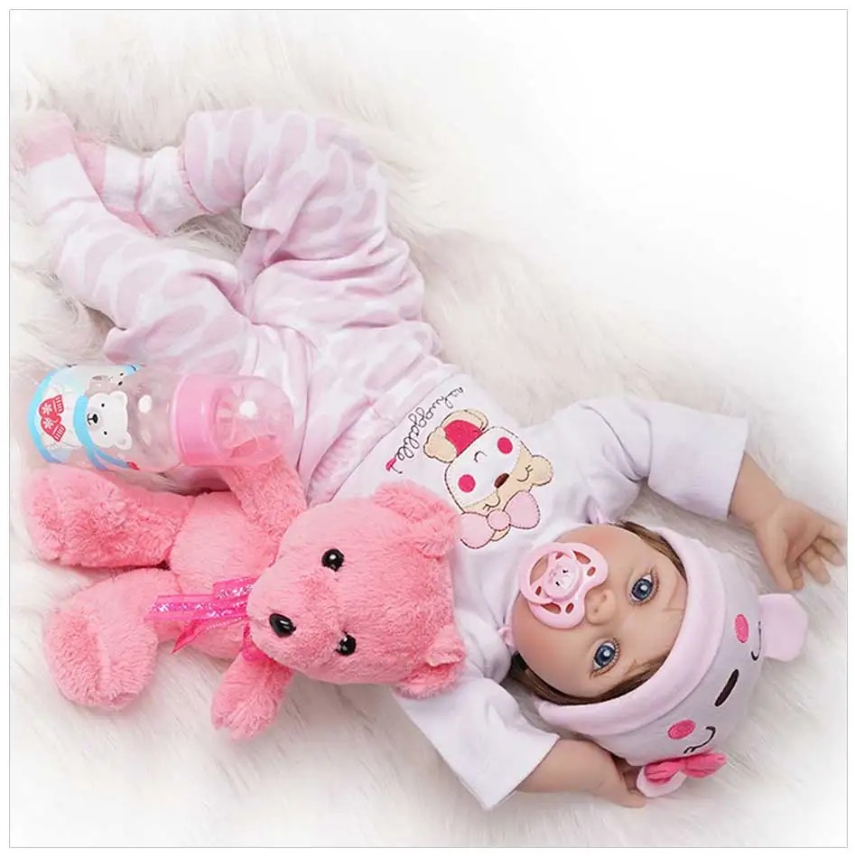Lovely Real Look Reborn Baby Doll Girl 22inch Vinyl Baby Doll Realistic Newborn Toddler Doll Toy