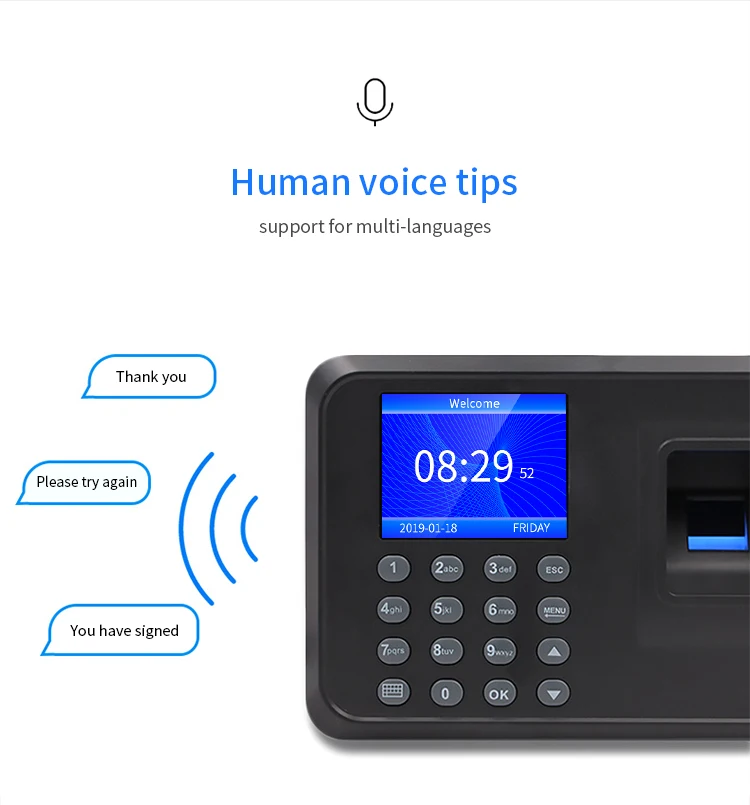 F01 Biometric Attendance System with Software Free&Colorful Display