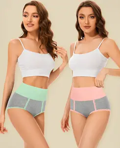 Custom Women's Cotton Briefs Stretchy Oversized High Waist Multicolor Panty Tummy Control Ladies Underwear Panties