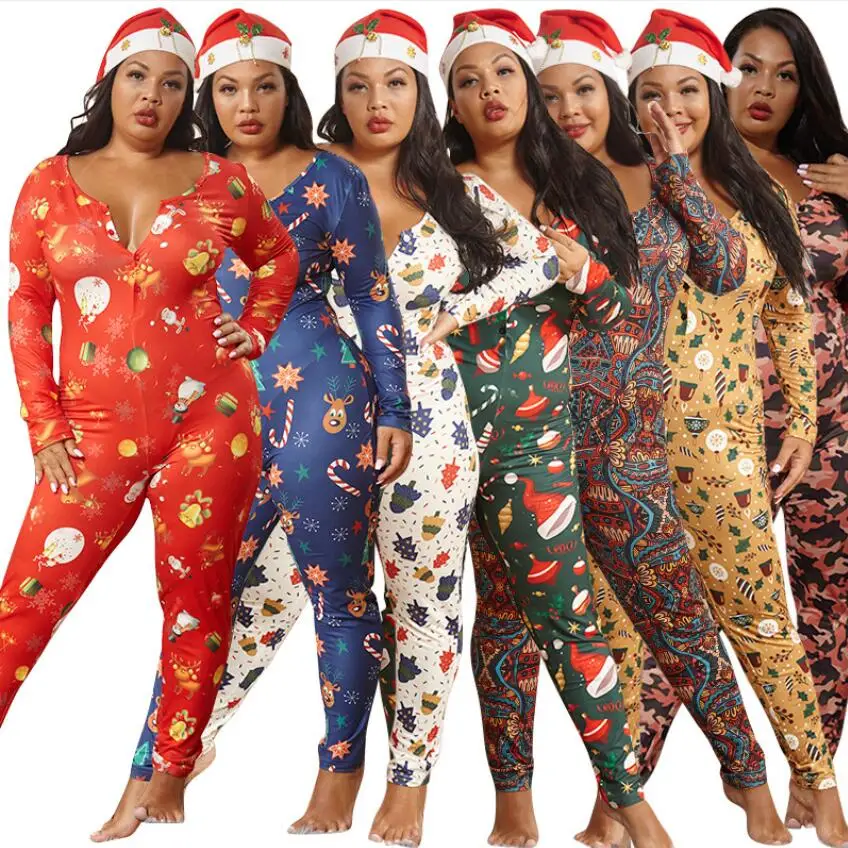 20888 Wholesale Women Christmas Pajamas Adult Onesie Winter Clothes For