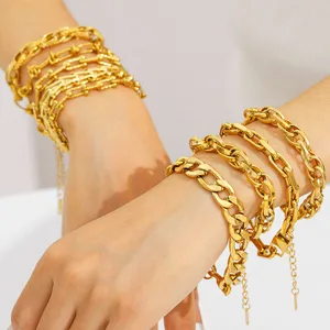MW Personalized Creative Fashion Versatile Stainless Steel Snake Bone Chain Twist Rock element High Sense Gold Bracelet