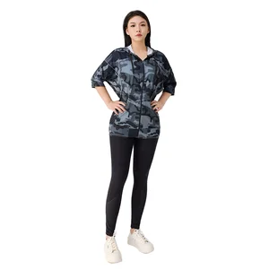 Women Gym Outstanding Quality Camouflage Seamless Sportswear Fitness Workout Tight Zipper Collar Women Yoga Top