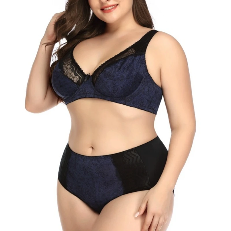 Plus-Size Wireless Lace Bra Set, 38/85D-48/110D (ZR193) product reference view 4