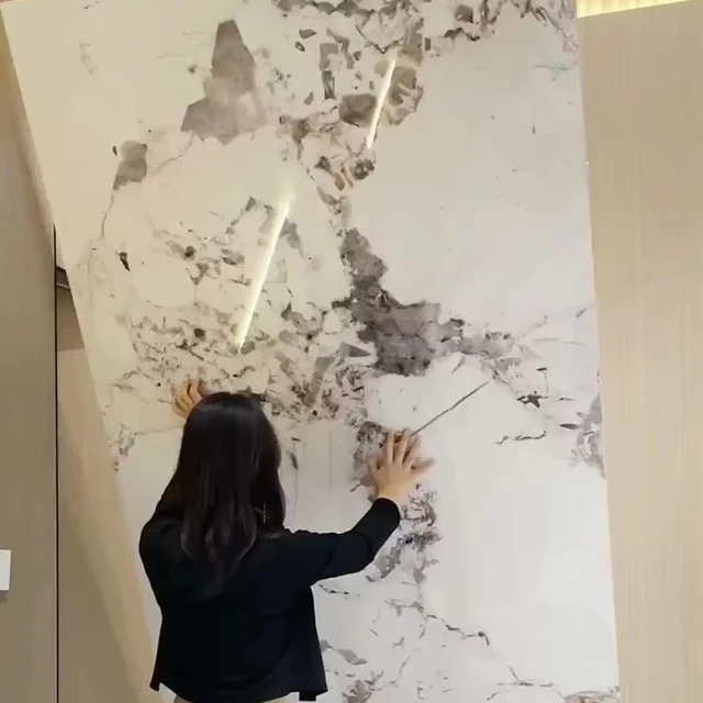 Flexible Decoration Carbon Crystal / Charcoal Fiber Slate Sheet Bamboo Charcoal Wood Veneer Wall Panel