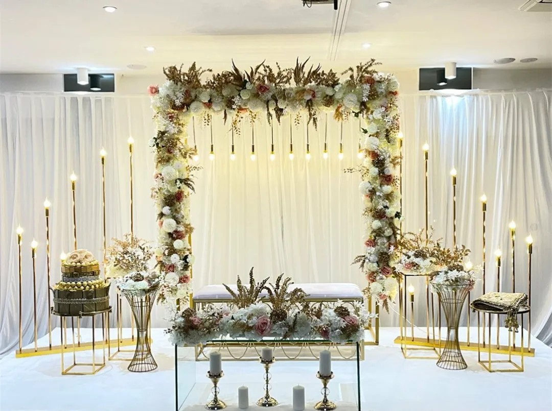 Gold Curvy Metal Flower Arch Stand Wedding Centerpieces Table ...