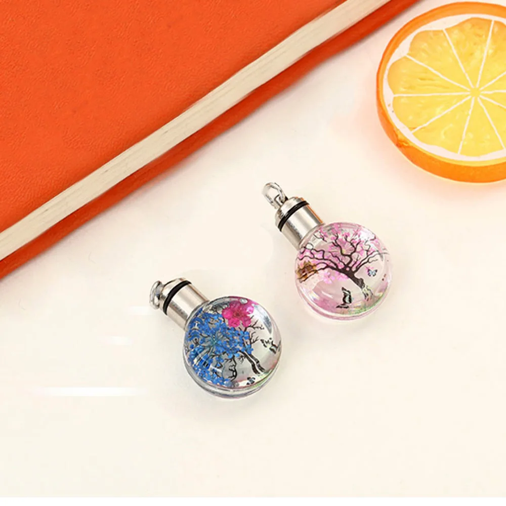 Cremation jewelry stainless steel new luminous dried flower butterfly permanent preservation pendant glass ball women's necklace