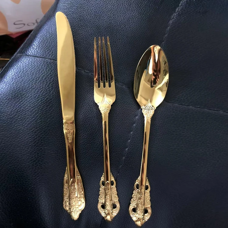 Роскошная посуда, столовые приборы для отеля, ресторана, матовые столовые приборы с черной ручкой, столовые приборы, золотые приборы, набор кухонных приборов из нержавеющей стали