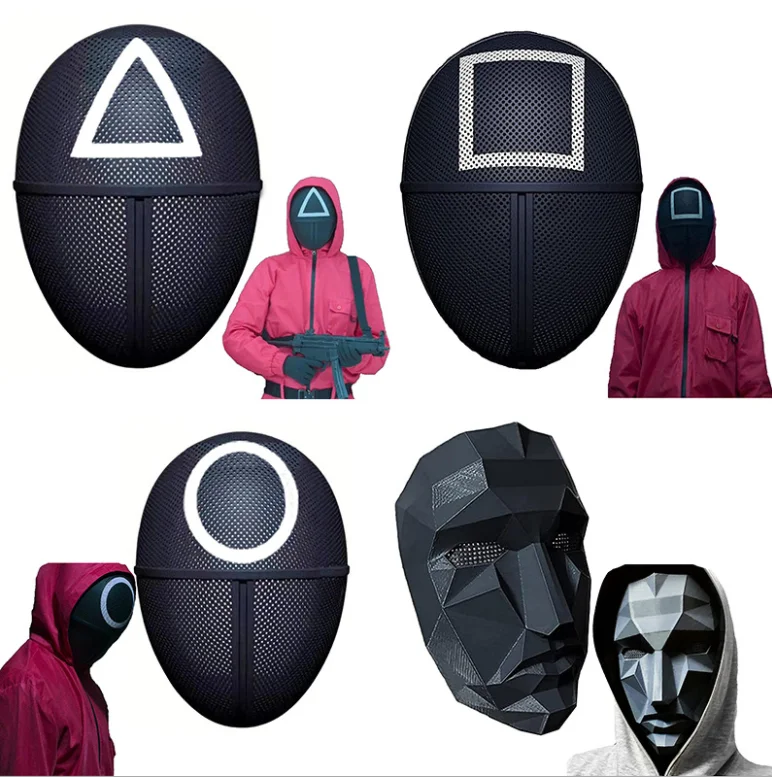 2021 Hot Sell Halloween Custom Squid Game Style Masked Man Cosplay Mask Of Squid Game  Vips Boss Leader Mask  