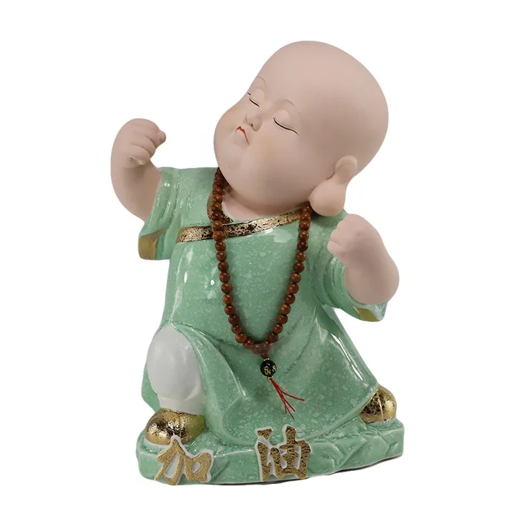 Handicraft Personalized Ceramic Small Buddha Statue Monk Figurines Bouddha Ornament For Sale supplier