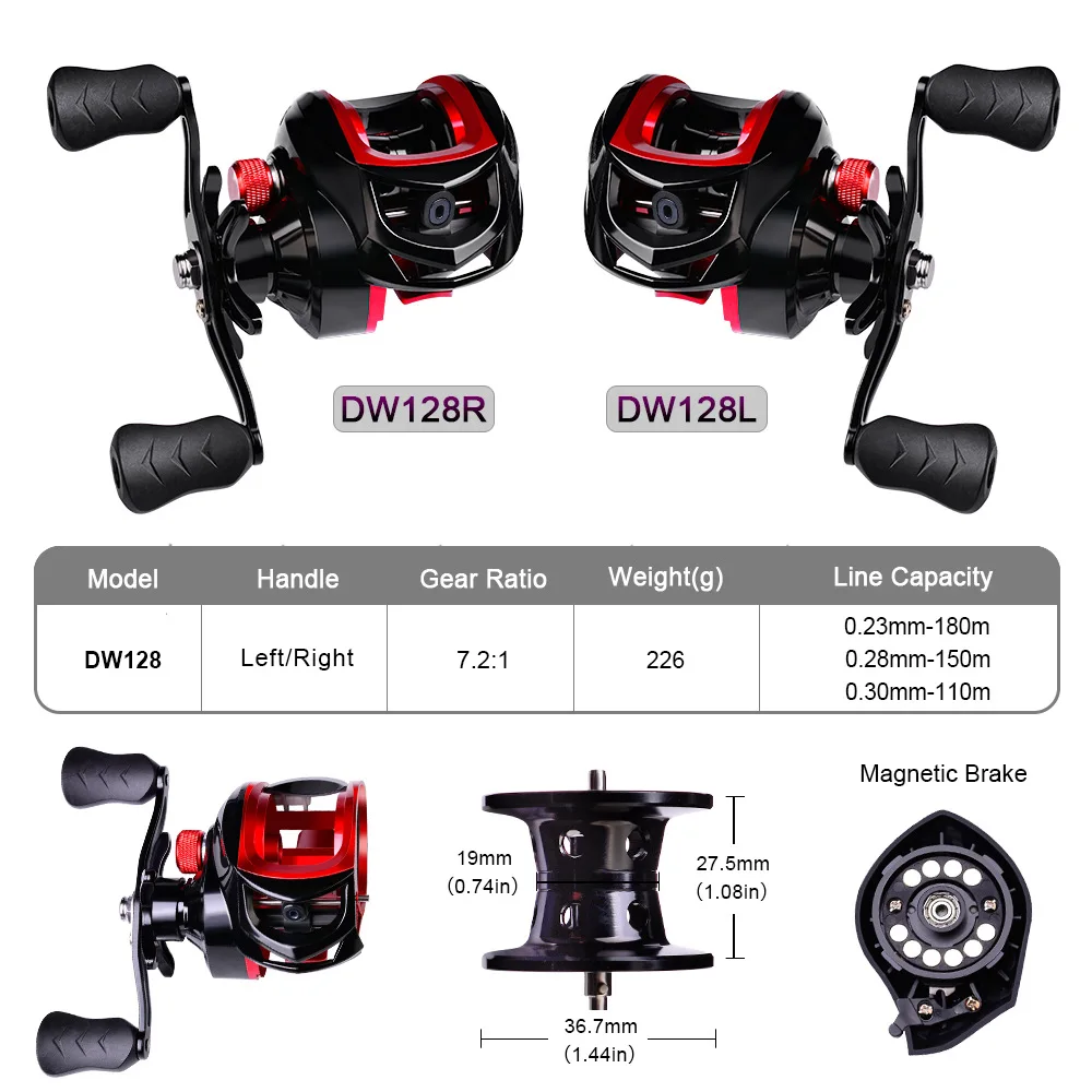 Sougayilang MAX Baitcasting Reel 8.0:1 High Speed Gear Ratio Mulinello da pesca 8,2 kg in carbonio Drag Baitcaster con sistema di frenatura magnetica per acque salate e dolci