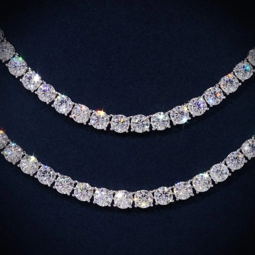 Colar tennis em prata de lei 925 com moissanite para unisexo_voghion.com