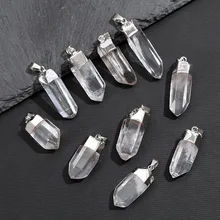 Wholesale Scalar Energy Charms Reiky Healing Natural Rock Crystal Big Pillar Gemstone Pendant Jewelry Necklace for Women Men