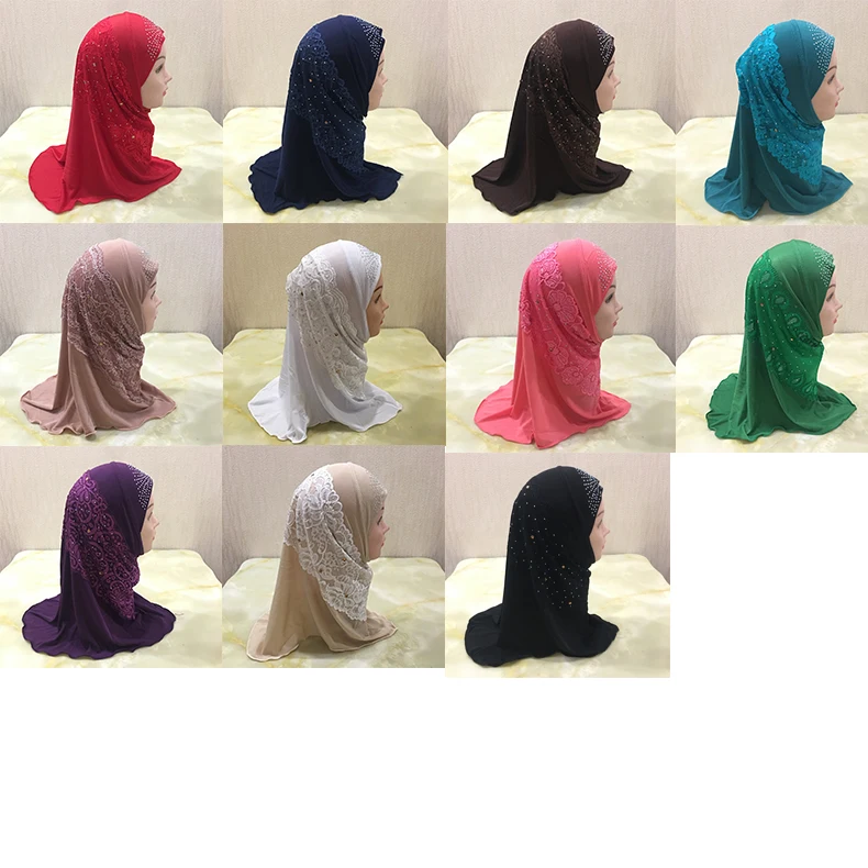 2021 хиджаб мусульманский хиджаб со стразами головной убор высококачественный и модный мусульманский шарф хиджаб для детей