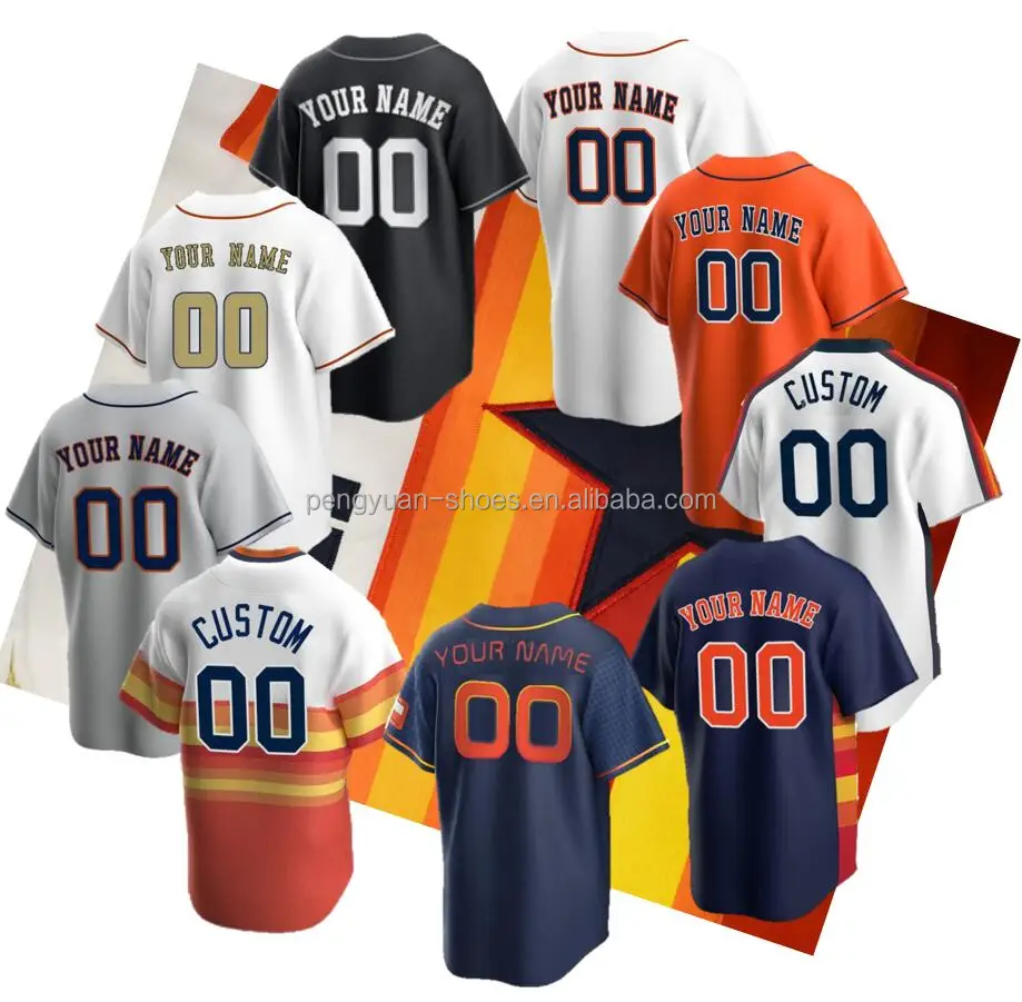 Personalized Astros Baseball Jersey - Orange Stitch