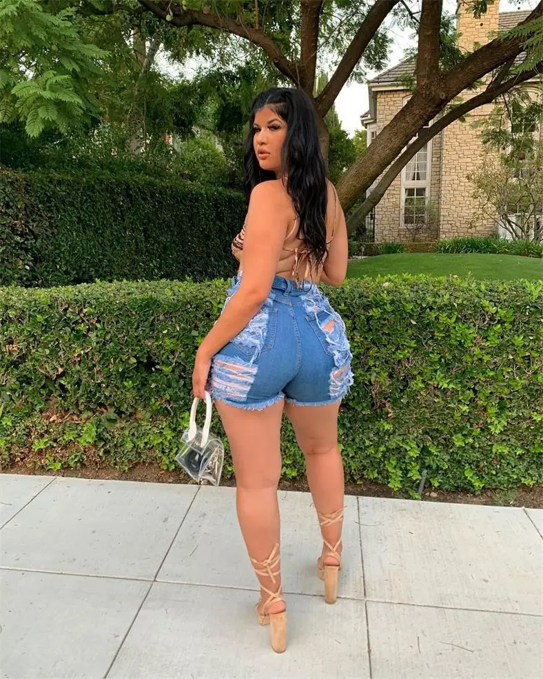 Women Jeans Ripped Denim Shorts 