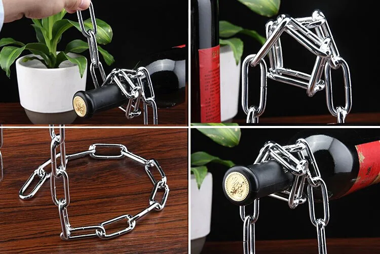 Kitchen Funny Metal Mounted Hanging Chain Wine Glass Stand Rack Display