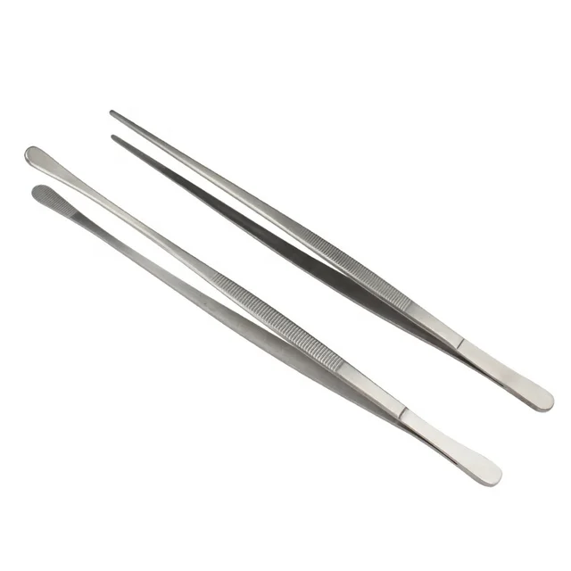 2 pcs 12-inch food safe and high quality fine tweezers tongs extra-Long stainless steel 304 food tweezers tongs